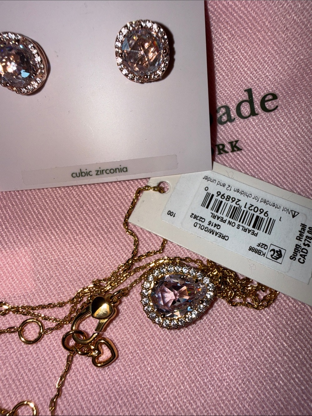 kate spade two pieces Gold-Tone Necklace and Crystal Earring Set - Picture 9 of 9